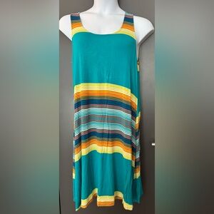 Spense Teal and Red Striped Dress